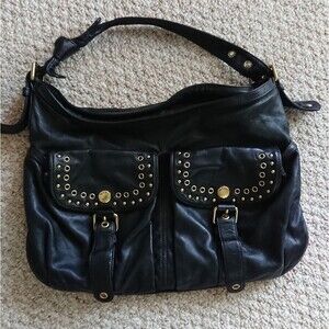 Marc Jacobs black large shoulder moto bag